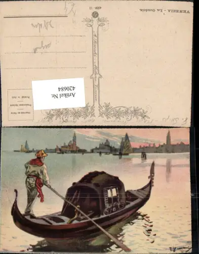 420684,Künstler AK Veneto Venezia Venedig La Gondola Gondel