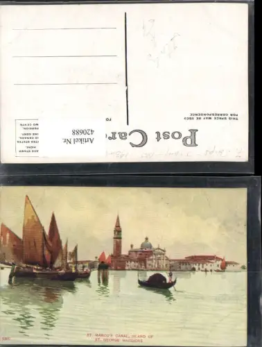 420688,Künstler AK Veneto Venezia Venedig St. Marcos Canal Segelboote Gondel