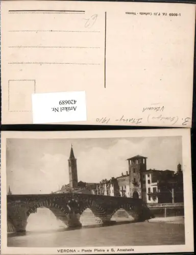 420689,Veneto Verona Ponte Pietra e S. Anastasia Brücke