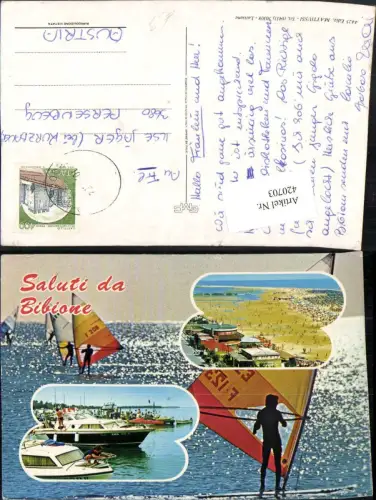 420703,Veneto Venezia Bibione Strand Segler Boote Mehrbildkarte