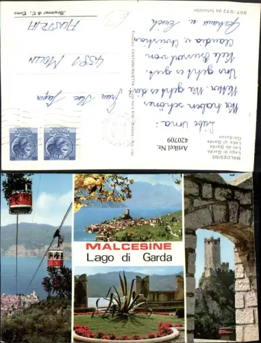 420709,Veneto Verona Lago di Garda Malcesine Totale Seilbahn Burg Mehrbildkarte