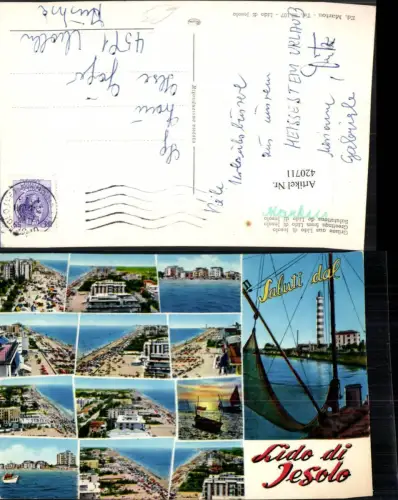 420711,Veneto Venezia Lido di Jesolo Teilansichten Strand Mehrbildkarte