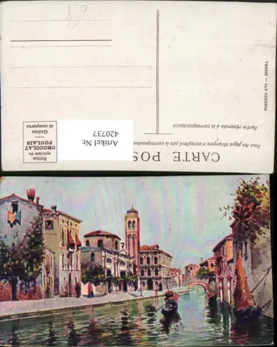 420737,Küsntler AK Veneto Venezia Venedig San Geremia Kanal Gondel