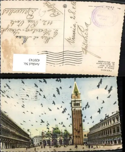 420743,Veneto Venezia Venedig Piazza S. Marco Markusdom Turm Tauben