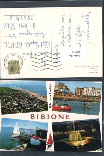 420746,Veneto Venezia Bibione Totale Strand Strandleben Brunnen Mehrbildkarte