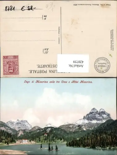 420759,Veneto Belluno Lago di Misurina See b. Cortina Bergkulisse pub Purger e Co 4751