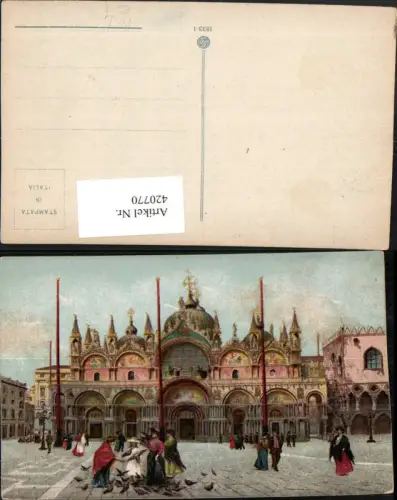 420770,Künstler AK Veneto Venezia Venedig Markusdom Kirche Tauben