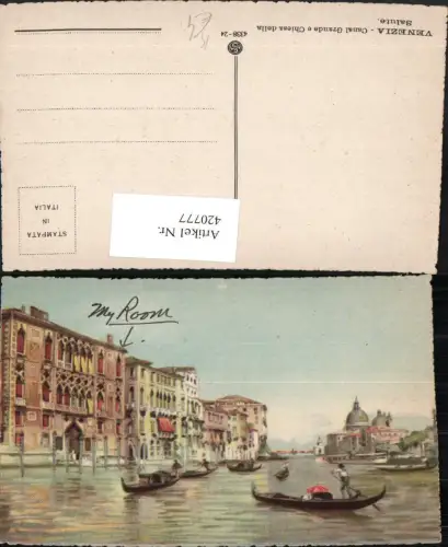 420777,Künstler AK Veneto Venezia Venedig Canal Grande e Chiesa della Salute Kanal Gondeln