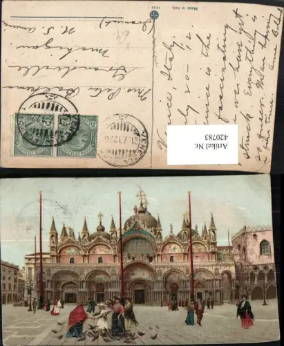 420783,Künstler AK Veneto Venezia Venedig Markusdom Kirche Tauben