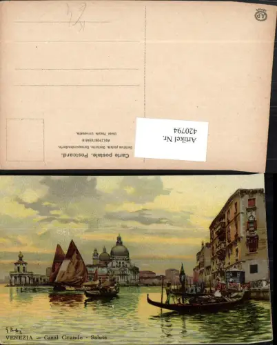 420794,Künstler AK Veneto Venezia Venedig Canal Grande Salute Gondeln Kirche