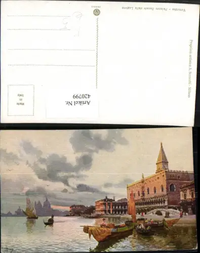 420799,Künstler AK Veneto Venezia Venedig Palazzo Ducale dalla Laguna Dogenpalast