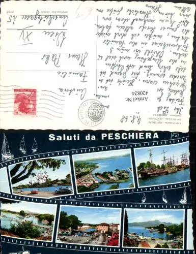 420824,Veneto Verona Peschiera del Garda Totale Segelschiffe Mehrbildkarte