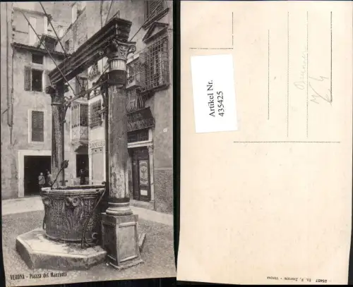 435425,Veneto Verona Piazza di Mazzanti Platz Brunnen