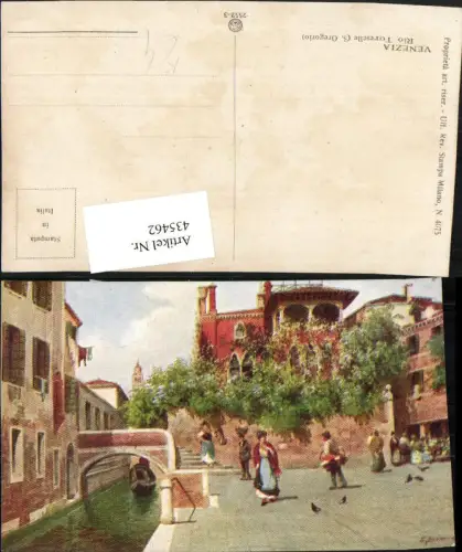 435462,Künstler AK Veneto Venezia Venedig Rio Toreselle S. Gregorio Kanal