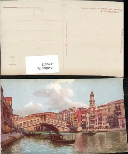 435471,Künstler AK Veneto Venezia Venedig Ponte di Rialto e Fondamenta Rialtobrücke