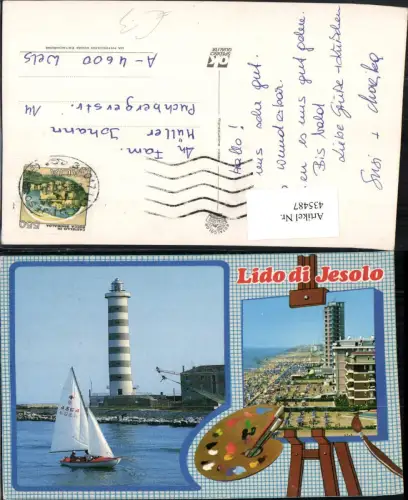 435487,Veneto Venezia Lido di Jesolo Strand Leuchtturm Segelboot Passepartout Palette