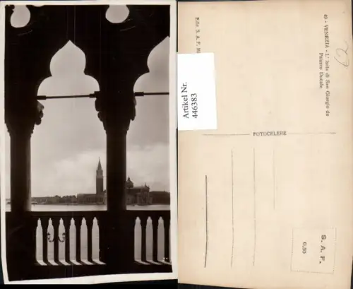 446383,Veneto Venezia Venedig L'Isola di San Giorgio da Palazzo Ducale Durchblick