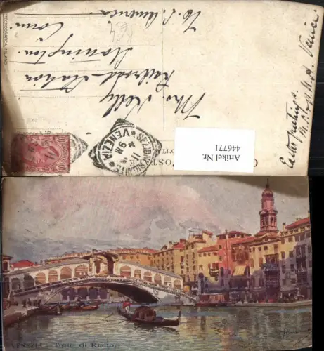 446771,Künstler AK Veneto Venezia Venedig Ponte di Rialto Rialtobrücke Gondel