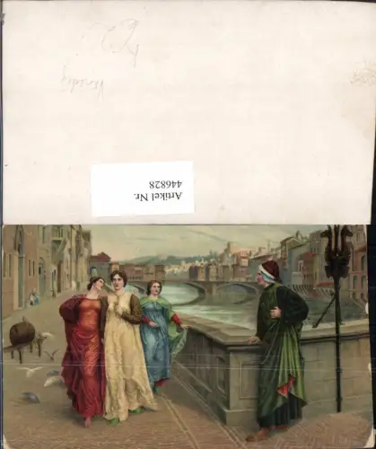 446828,Künstler AK Veneto Venezia Venedig Frauen in Kleider Kanal Brücke