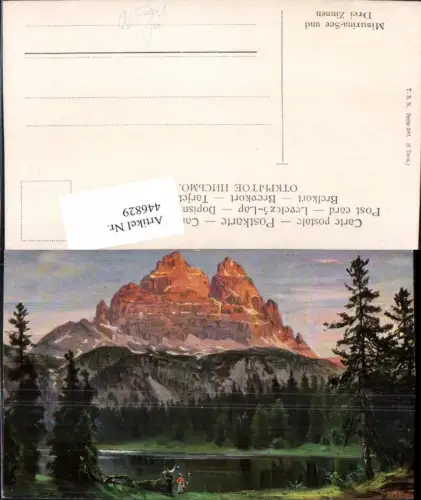 446829,Künstler AK Veneto Belluno Misurina-See Drei Zinnen Bergkulisse pub Theo Stroefer 590