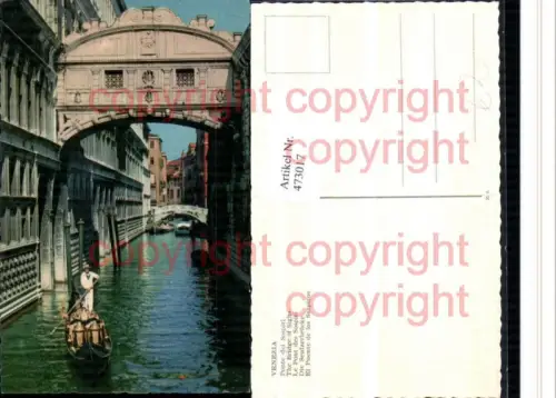 473017,Veneto Venezia Venedig Ponte di Sospiri Seufzerbrücke Kanal Gondel