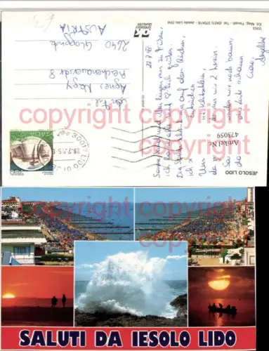 473059,Veneto Venezia Jesolo Lido Strand Brandung Mehrbildkarte