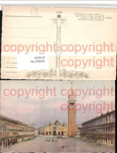 473079,Künstler AK Veneto Venezia Venedig Piazza S. Marco e Campanile Dom
