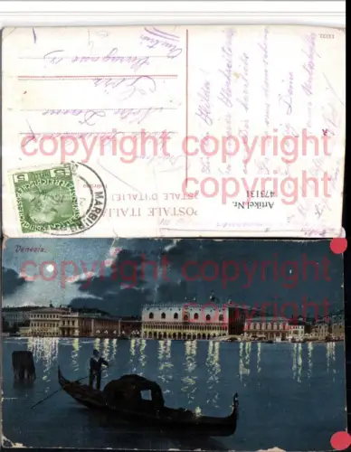 473131,Veneto Venezia Venedig Panorama e Gondola Gondel Mondschein