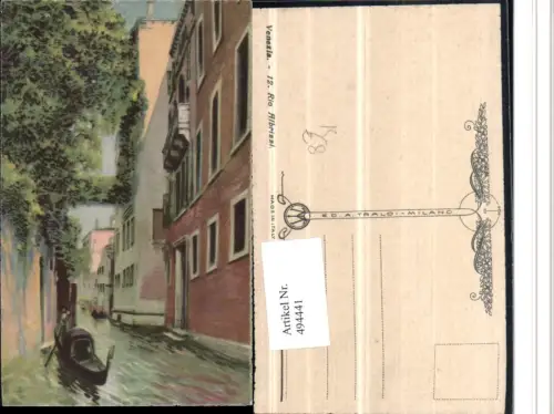 494441,Künstler AK Veneto Venezia Venedig Rio Albrizzi Kanal Gondel