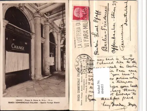 494455,Veneto Venezia Venedig Piazza S. Marco Bank Banca Commerciale Italiana