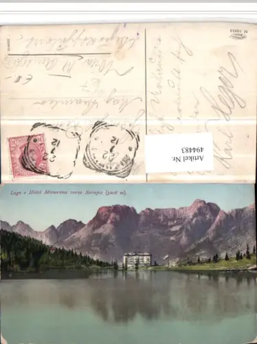 494483,Veneto Belluno Lago e Hotel Misurina verso Sorapis Bergkulisse