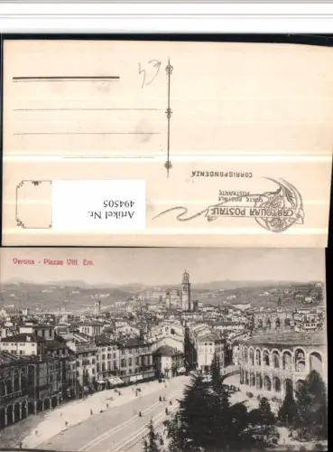 494505,Veneto Verona Piazza Vittorio Emanuele Teilansicht Platz