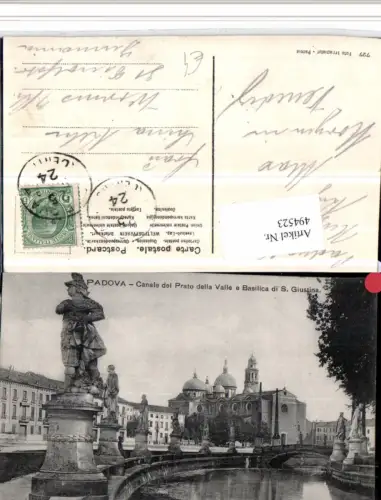 494523,Veneto Padova Canale del Prato della Valle Basilica S. Giustina Statuen
