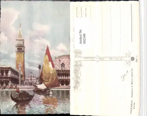502348,Künstler AK Veneto Venezia Venedig Piazzetta S. Marco Gondel
