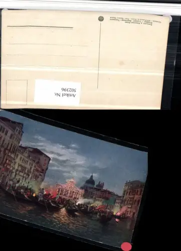 502396,Künstler AK Veneto Venezia Venedig Canal Grande Gondeln Lichter