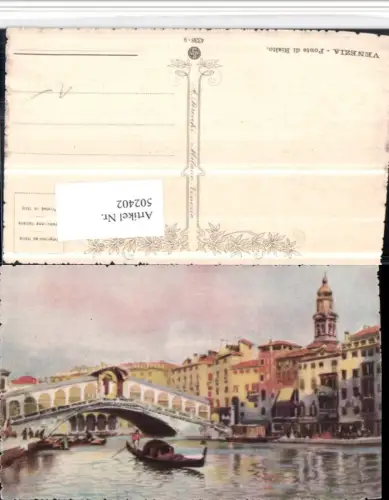 502402,Künstler AK Veneto Venezia Venedig Ponte di Rialto Brücke Gondel