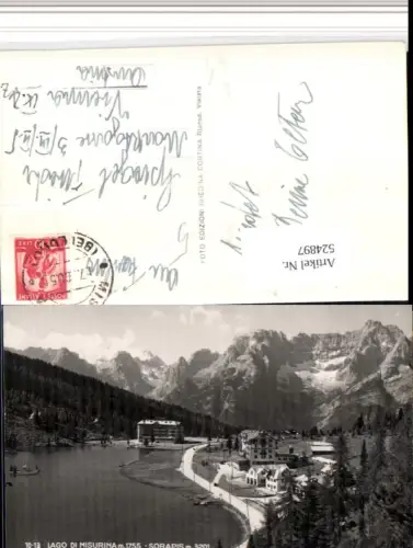524897,Veneto Belluno Lago Misurina See b. Cortina m. Sorapis Bergkulisse