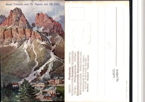 525071,Künstler AK H. Treiber Trentino Bolzano Monte Cristallo Cortina Auronzo Tre Croci
