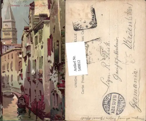 549812,Künstler AK Veneto Venezia Venedig canal del Lovo