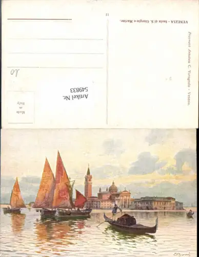 549833,Künstler AK Veneto Venezia Venedig Gondel Segelschiffe
