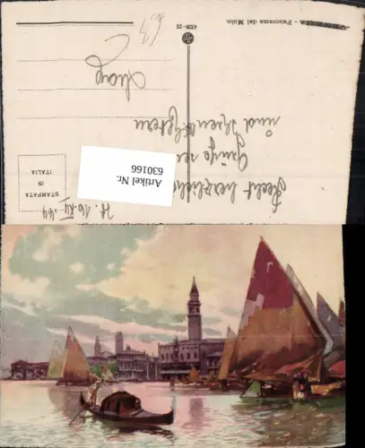630166,Künstler Ak Venezia Venedig Panorama del Molo Gondel Segelboot