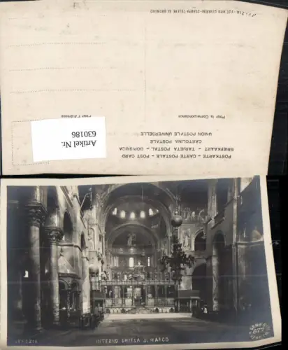630186,Foto Ak Venezia Venedig Interno Chiesa S. Marco Markusdom Innenansicht