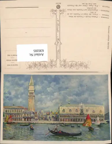 630205,Künstler Ak Venezia Venedig Palazzo Ducale e Piazzetta dal Mare Dogenpalast Gondel