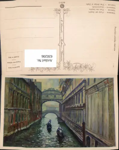 630206,Künstler Ak Venezia Venedig Ponte d Sospiri Seufzerbrücke Gondel