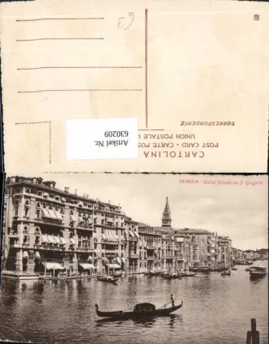 630209,Venezia Venedig Canal Grande da S. Gregorio Gondel