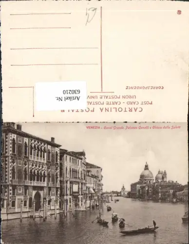 630210,Venezia Venedig Canal Grande Palazzo Cavalli e Chiesa della Salute Kirche Gondel