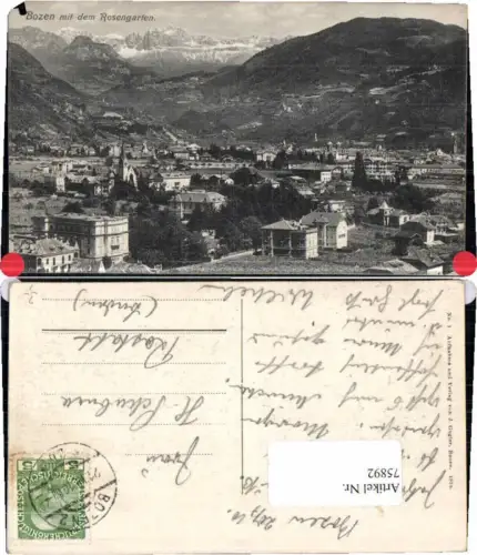 75892,Bozen Bolzano m. Rosengarten Südtirol 1910