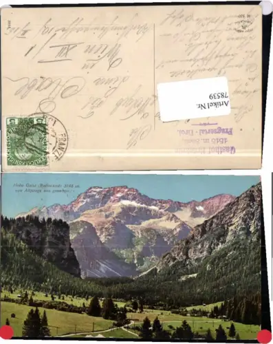 78539,Gaisl Altprags Prags Südtirol Dolomiten Stempel Hotel 1910