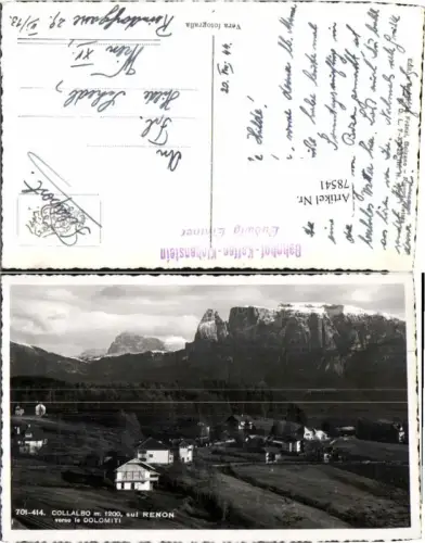 78541,Collalbo Bozen Klobenstein Feldpost Bahnhof Cafe Stempel