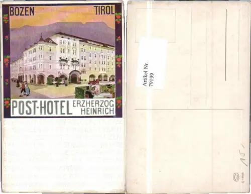 79199,Bozen Bolzano Post Hotel Künstlerkarte